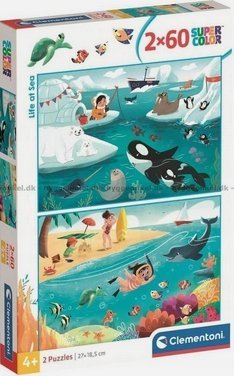 Puzzle Clementoni Life at Sea, set 2x60 pjesë, Supercolor, për fëmijë