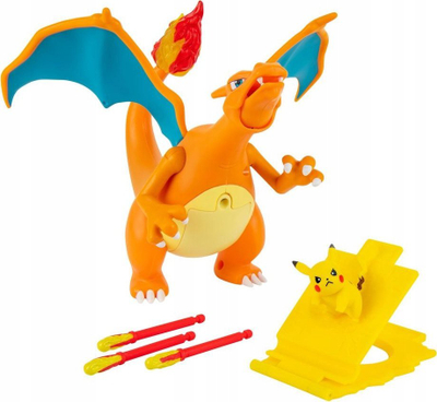 Figurë lodër Pokémon Jazwares Flame and Flight Charizard, 15cm, interaktive me drita dhe zëra, portokalli