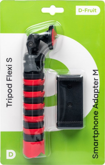 Trefkëmbësh D-Fruit Flexi S, me adapter telefoni, fleksibël, i zi me të kuqe