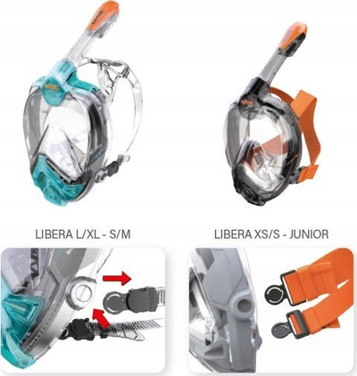 Maskë snorkeling për kalamaj Seacsub Libera Junior, fytyrë e plotë, mbi 10 vjeç, transparente