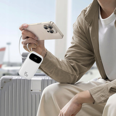 Power bank Baseus Star-Lord, 20000 mAh, 45W, me kabllo USB-C dhe Lightning, e zezë