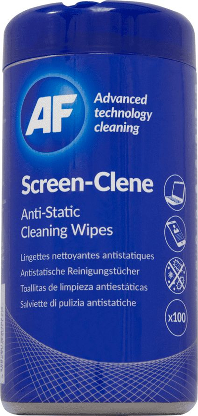 Влажни марамчиња за чистење екрани AF Screen-Clene SCR100T, антистатички, 100 парчиња, сини