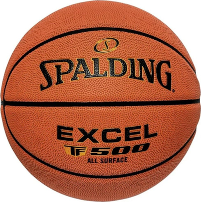 Top basketbolli Spalding TF 500 Excel, për në sallë edhe në asfalt, ngjyrë kafe