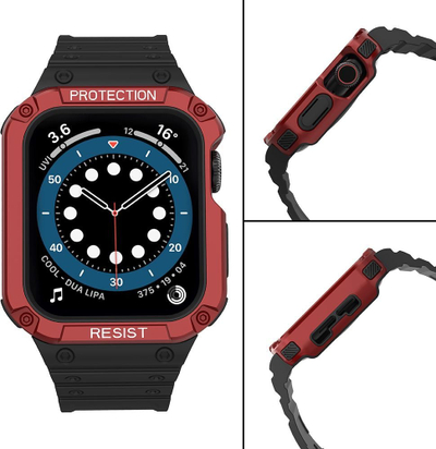 Rrip ore Hurtel Protect Strap me kasë për Apple Watch 45 44 42mm, i zi