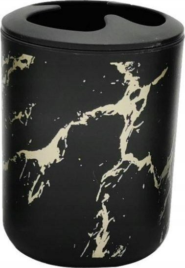 Gotë furçash dhëmbësh Valentino Toothbrush Cup, plastikë, dizajn mermeri, e zezë