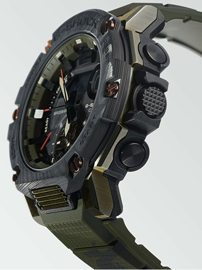 Orë për meshkuj Casio G-Shock G-STEEL Carbon Core Guard Bluetooth Solar GST-B300XB-1A3ER, e gjelbër