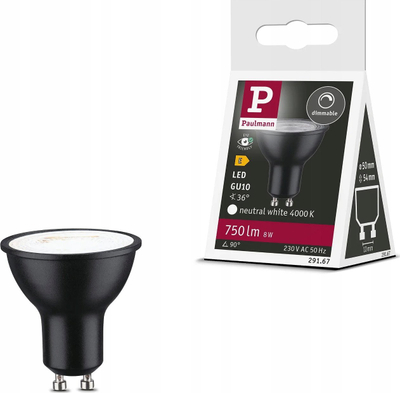 Llambë LED Paulmann GU10, 8W, 4000K, e zezë