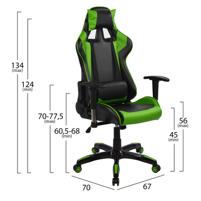 Karrige gaming 67×70×134 cm (HM1056.03), zezë/ gjelbër