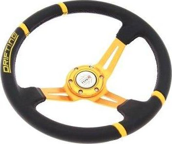 Timon sportiv MTuning Pro, 350mm, alumin, lëkurë e zezë