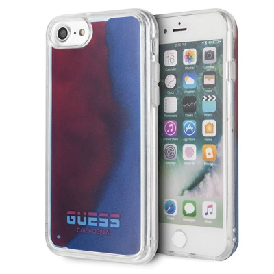 Kapak telefoni Guess California Glow për iPhone 8 7 SE 2020 6S 6, silikon TPU, që shkëlqen në errësirë, kuqe blu