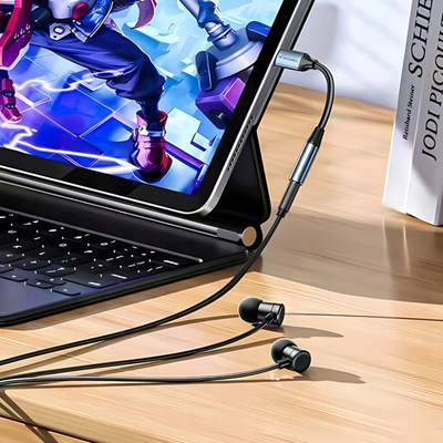Adapter audio Wozinsky WACM-01, USB-C në 3.5mm, i zi