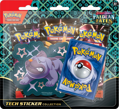 Pako letra Pokemon TCG Scarlet &amp; Violet 4.5 Paldean Fates Tech Sticker, booster packs, kartë promo