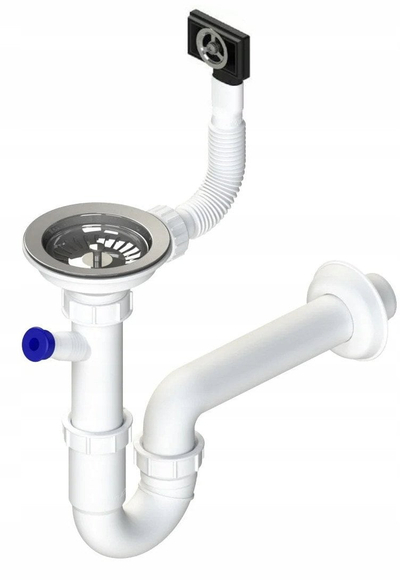 Сифон за мијалник Single Pipe, излез 40mm, отвор 90mm, бел