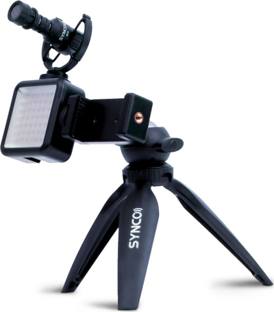 Set vlogimi SYNCO Vlogger Set 2, mikrofon shotgun, dritë LED, i zi