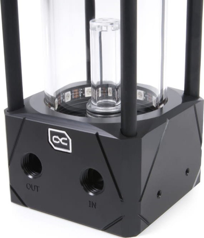 Rezervuar uji me pompë Alphacool Eisbecher Aurora D5 150mm, VPP Apex D5, ARGB, xham acetal