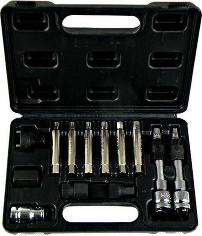 Set çelësash për alternator me freewheel, 13 copë, CrV, në kuti plastike e zezë