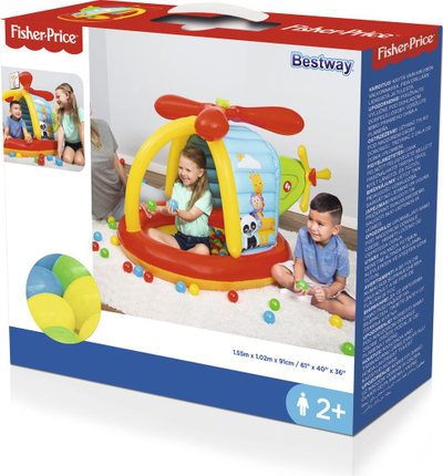 Pishinë lodrash me topa Fisher Price Helicopter, 155 x 102 x 91 cm, shumëngjyrëshe