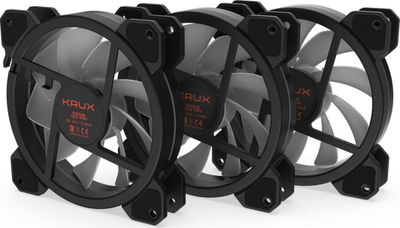 Ventilatorë Krux Lunar ARGB KIT 3x120 mm, 12 V, i bardhë/ zi