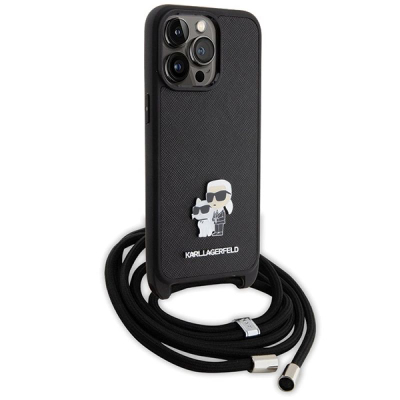 Mbrojtëse telefoni Karl Lagerfeld KLHCP15XSAKCPSK, për iPhone 15 Pro Max 6.7", hardcase, me rrip, e zezë