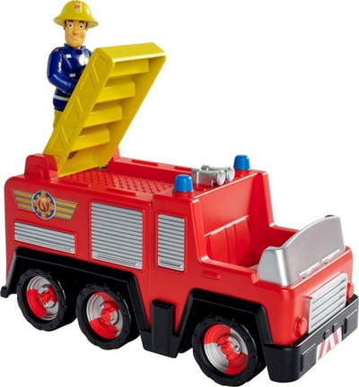 Lodër kamion zjarfikës Simba Jupiter Fire Truck, me kukull Fireman Sam, plastik, shumëngjyrësh