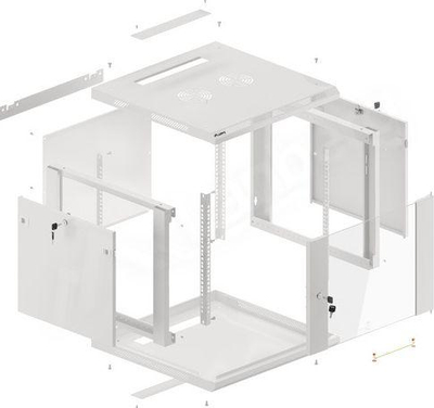 Lanberg WF01-6609-10S Rack Кабинет, 19", 9U, Ѕиден Монтажа, Сив