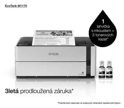 Printer inkjet Epson EcoTank M1170, bardh e zi, 20 faqe në minutë, i bardhë