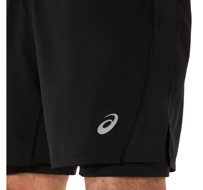 Кратки панталони за трчање ASICS Core 2in1 за мажи, мрежести, црни