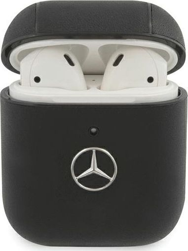 Mbrojtëse karikuesi Mercedes-Benz për Apple AirPods 1/2, lëkurë me plastikë, e zezë