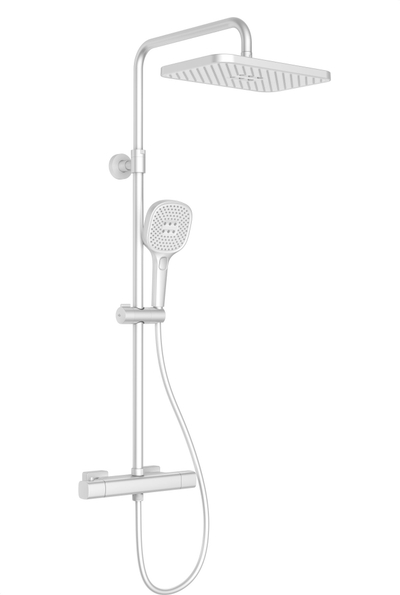 Set dushi MALAGA WHITE, me termostat, me rainshower, i bardhë mat