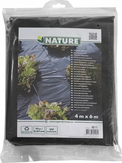 Folie mbuluese kopshti Nature Cover, 4 x 6 m, për tokë, e zezë