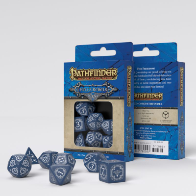 Сет коцки Q-Workshop Pathfinder Hell's Rebels, сини, бели