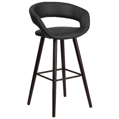 Stol bari Flash Furniture, 75cm, lëkurë sintetike, i zi