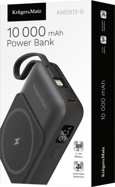 Power bank USB-C 10000mAh, karikim me induksion, i zi