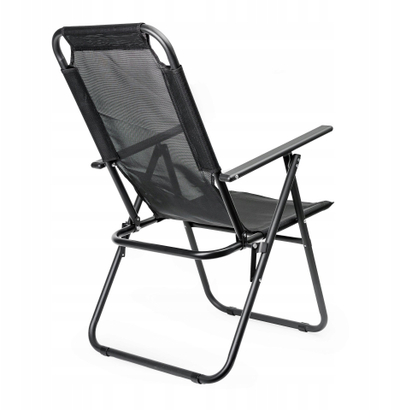 Karrige palos që e çon kudo për kopsht edhe kamping Folding Garden Chair, 62x45x102 cm, mban gjer 120 kg, e zezë
