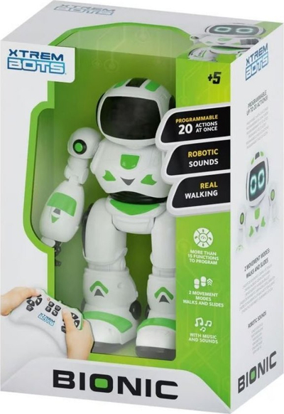 Robot argëtues BIONIC, programues, me telekomandë, me drita LED