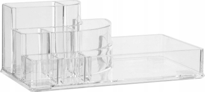 Organizues make-up pa markë, 9 ndarje, 17.3 x 9.4 x 6.6 cm, transparent