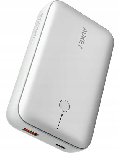 Powerbank Aukey PB-Y55, 10000mAh, USB-C dhe USB-A, argjendtë
