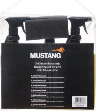 Set për pastrim grili Mustang 298604, 6 pjesë, për BBQ, i zi