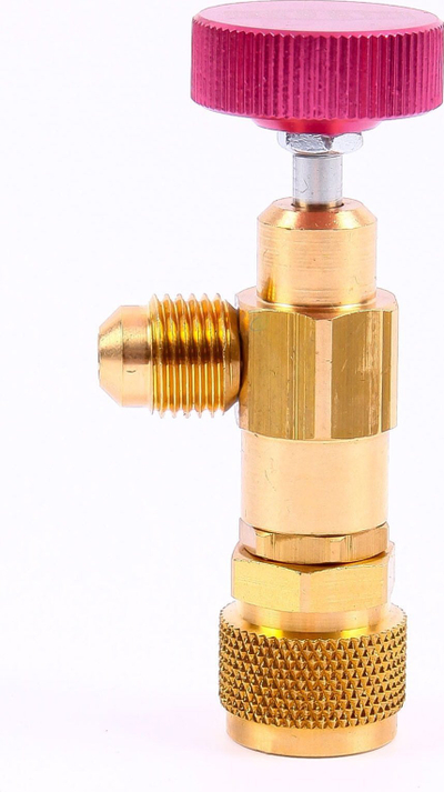 Valvul shërbimi me kënd Refco 5/16" SAE, për R410A, për R32, e artë