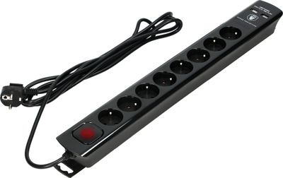 Prizë zgjatuese Orno OR-AE-13244/B, me 8 dalje, 2 porta USB, 3 metra, e zezë