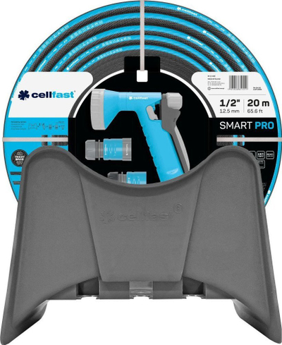Set ujitjeje Cellfast SMART PRO ATS, 1/2" 20 m, me mbajtëse muri, gri