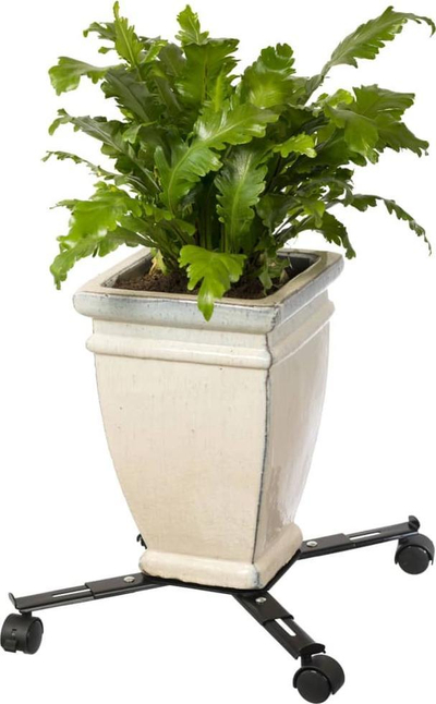 Држач со тркала за саксии Nature Adjustable, метален, до 100kg, црн