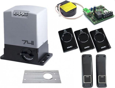 Set automatizimi për porta rrëshqitëse FAAC 741 Delta 3, motor me telekomandë, fotocelula sigurie, gri