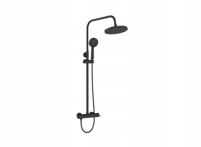 Dush Rain Shower Invena Trend AU-72-004-V, kolonë me lartësi të rregullueshme 94-138 cm, sistem anti-calc, e zezë mat