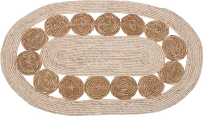 Tapet H&amp;S Decoration Jute, oval 80x50cm, ngjyrë natyrale