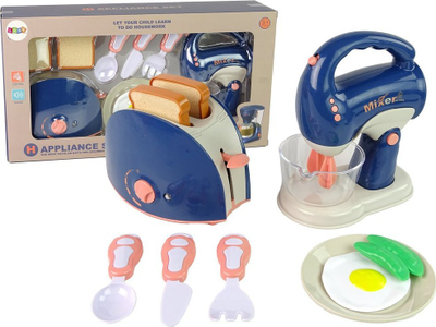 Set lodrash kuzhine Leantoys Kitchen Accessories, mikser edhe tostier, për kalamoj 3+, blu