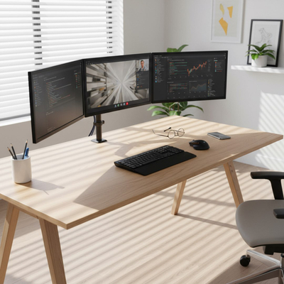 Mbajtëse monitorësh Maclean MC-137, për 3 monitorë 17"-27", 2-8kg, e zezë