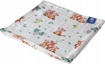Пелена од муслин бамбус Texpol BAM Diaper Bears, сет 2 парчиња, 75x75cm, со мечиња и зелена