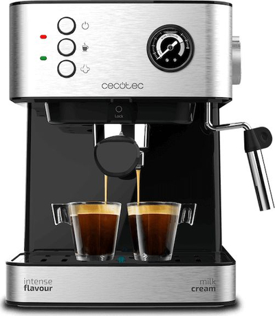 Makina espresso Cecotec Power Espresso 20 Professionale, 20 bar, vaporizues qumështi, gri