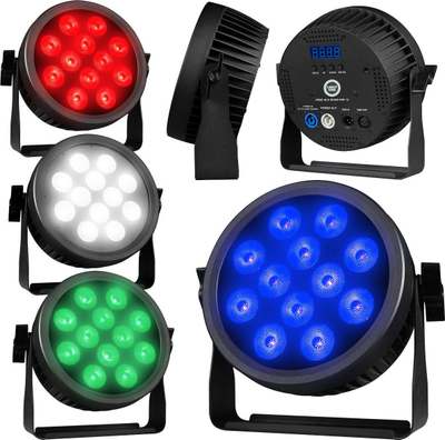 Reflektor skenik Light4Me CREE ALU QUAD PAR 12, 12 LED RGBW, DMX, gri